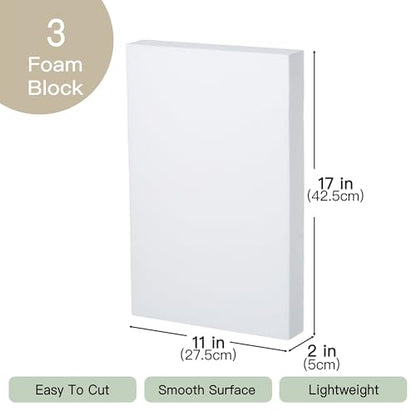 17x11x2in Craft Foam Blocks 3 Pack Styrofoam Sheets for Art Project