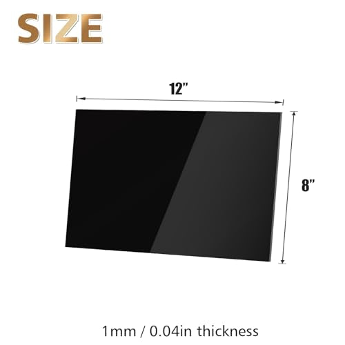 8" x 12" Black Plexiglass Sheets 6 Pack 0.04 Inch Cast Acrylic Sheet Thick for DIY Craft Projects