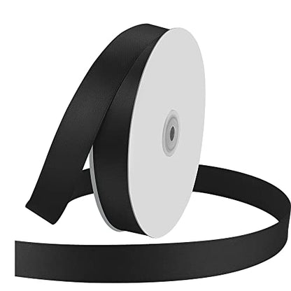 1" x 100 Yards Black Satin Ribbon Crafts Gift Wrapping (300 Foot)