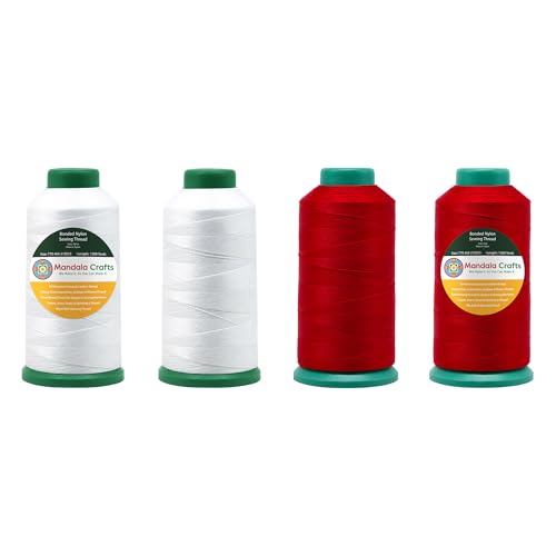 Size 69 210D T70 White Red Bonded Nylon Thread (18000 Foot)
