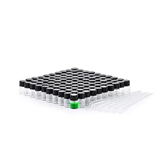 2ml Clear Small Glass Vials 100pcs with Screw Caps (100 Count)