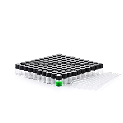 2ml Clear Small Glass Vials 100pcs with Screw Caps (100 Count)