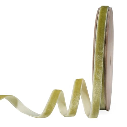 Olive Thin Velvet Ribbon