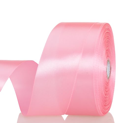 1 1 2 Inch Flamingo Pink Solid Satin Ribbon for Gift Wrapping