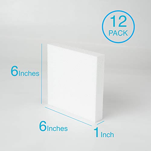 Silverlake 6x6x1 Craft Foam Squares for Styrofoam Board Projects (12 Count)