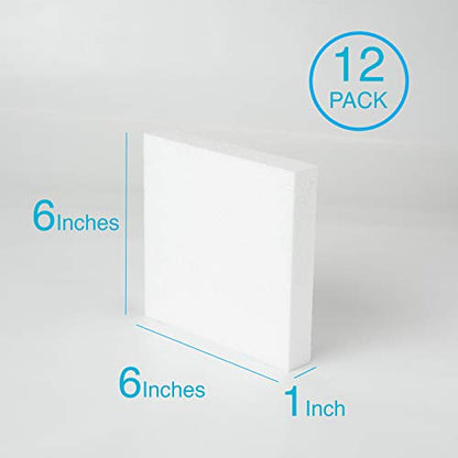 Silverlake 6x6x1 Craft Foam Squares for Styrofoam Board Projects (12 Count)