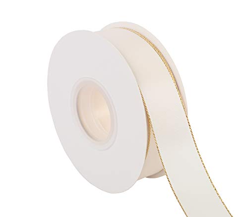 1" Inch Double Faced Satin Ribbon 25 Yards with Gold Edges