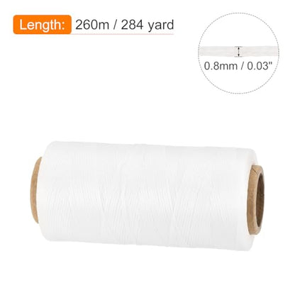 Waxed Thread 284 Yard 0.8mm 150D Flat Wax Thread Polyester Waxed String for Leather Sewing Hand Weaving Book Binding Home Decoration