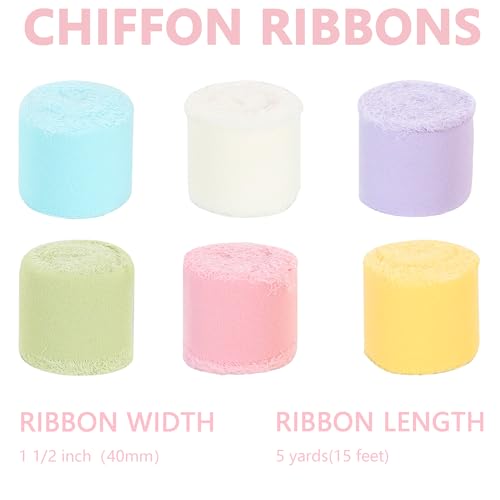 6 Rolls Macarons Set Chiffon Ribbon 1 1