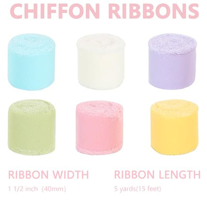 6 Rolls Macarons Set Chiffon Ribbon 1 1