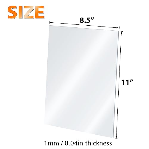 Plexiglass Sheets Acrylic Sheets 6 Pack of 8.5x11’’ 0.04 Thick Clear Plastic Cast Transparent Plexi Glass for Crafting Projects (6 Count)
