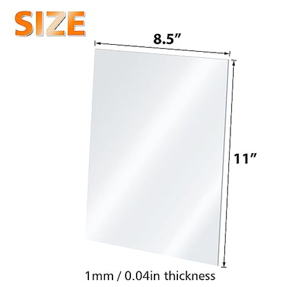 Plexiglass Sheets Acrylic Sheets 4 Pack of 8.5x11’’ 0.04 Thick Clear Plastic Cast Transparent Plexi Glass for Crafting Projects (3.4 Sq Ft)