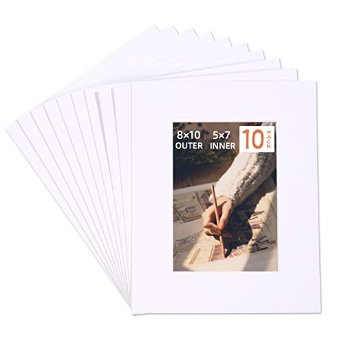 10 Pack Acid Free White Picture Frame Mats