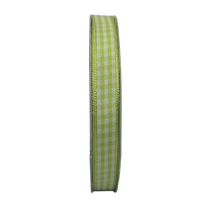 Apple Green Gingham Plaid Checked Ribbon 25 Yard Each Roll 100% Polyester