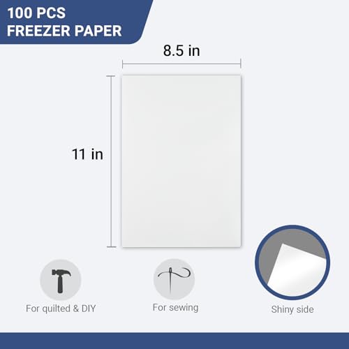 100 Pcs Freezer Paper for Quilting 8.5 x 11 Inch Quilter Freezer Paper Sheets for DIY Projects Handmade Tailor Applique & Sewing Projects (100 Count)