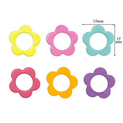 60PCS Multicolor Stitch Markers Flower Shape Metal Ring Stitch Stoppers Mini Crochet Locking Markers with Wooden Storage Box