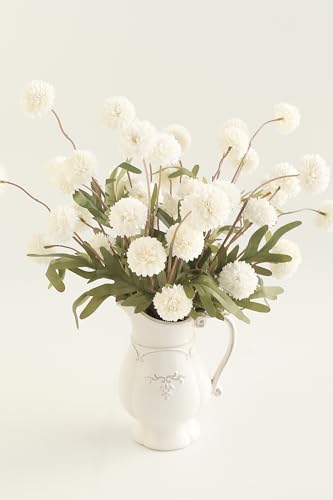 6pcs Ivory Faux Silk Mums Artificial Flowers (6 Count)
