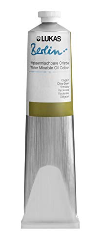 Berlin Pro Artists Water Mixable Oil Paint 200 ml Tube Olive Green (6.8 Fl Oz)