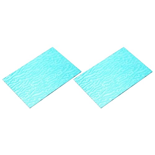 2 Pcs Stained Glass Sheet Mosaic Tile 7.9 Inch x 5.9 Inch Sea Blue Stained Glass Sheets for Crafts DIY Art Project