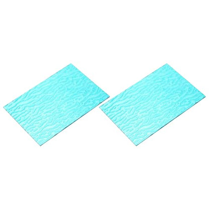 2 Pcs Stained Glass Sheet Mosaic Tile 7.9 Inch x 5.9 Inch Sea Blue Stained Glass Sheets for Crafts DIY Art Project