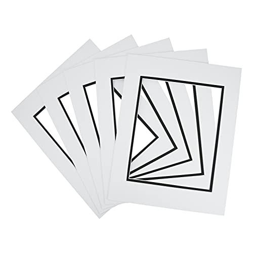 5 Pack Double mat 11x14 for 8x10 Photo White Over Black