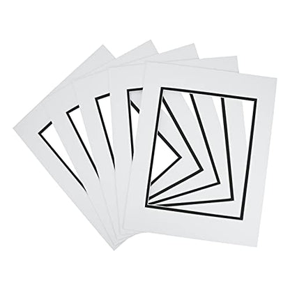 5 Pack Double mat 11x14 for 8x10 Photo White Over Black