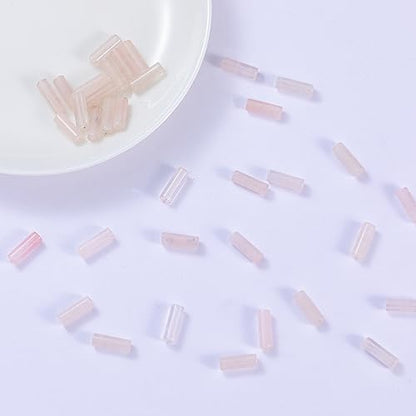 Natural Rose Quartz Crystal Cylinder Tube Beads 4x13mm 38cm (28 Count)