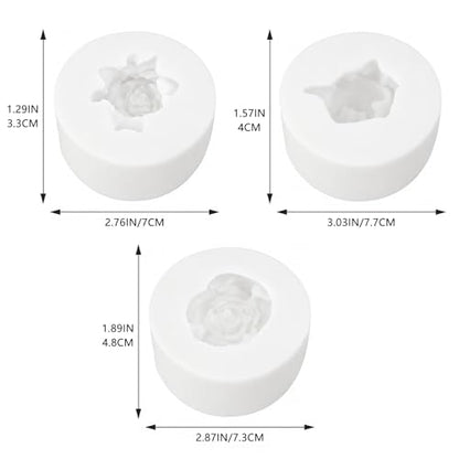 3Pcs 3D Jasmine Peony Flower Silicone Molds for Candle & Soap DIY Craft (3 Count)