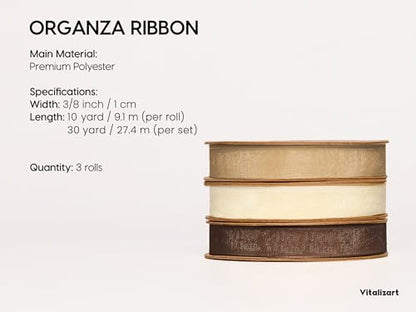 Brown Organza Ribbon 3 (3 Count)