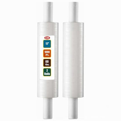 2 Pack Stretch Wrap 11 Inch 1000 Ft 60 Gauge with Handle