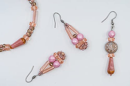2.1oz (60 g) Mix of Unique Czech Bohemia Glass Pressed Beads, Dirty Pink Antique, Table Cut, Matte and Glossy, Faceted Fire Polish, Hand Made Set Kit BCV (2.1164 Ounce)