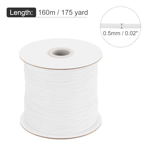 Waxed Polyester Cord 0.5mm 175 Yard White for Bracelet Making