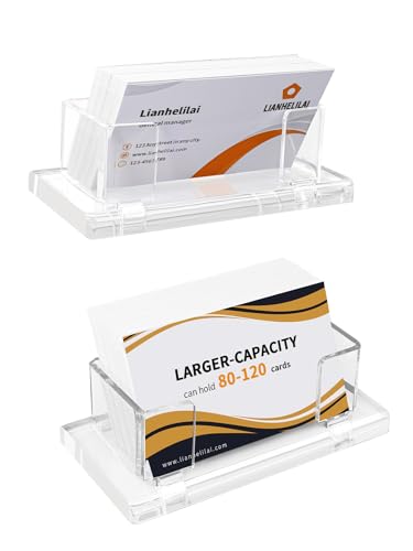 2Pack Acrylic Business Card Holder Enlarged Holds 120 Cards for Office (2 Count)