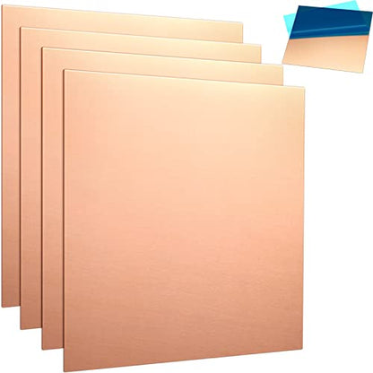 4 Pieces Copper Sheets Plates Metal for Crafts 12 x 12 inch 24 Gauge 0.5mm Thickness No Scratches Pure Copper Sheet for Jewelry Repairs Electrical