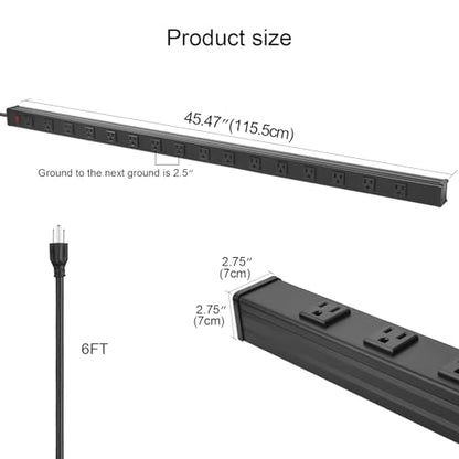 Long Heavy Duty Metal Power Strip