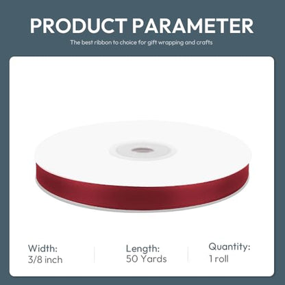 3 8" x 50 Yards Wine Red Satin Ribbon Crafts Gift Wrapping