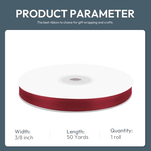 3 8" x 50 Yards Wine Red Satin Ribbon Crafts Gift Wrapping