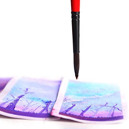 Round Paint Brush Set 9pcs Synthetic Sable Hair for Acrylic Painting Watercolor Painting Gouache Ink Craft and Detail Painting (9 Count)