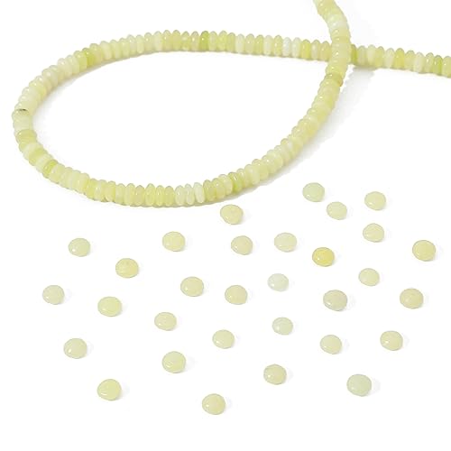 Natural Lemon Jade Disk Stone Beads 4x2mm 160pcs Rondelle Loose Semi Gemstone Beads for Jewelry Making Design (160 Count)