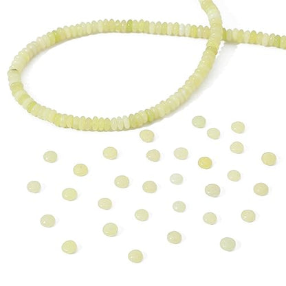 Natural Lemon Jade Disk Stone Beads 4x2mm 160pcs Rondelle Loose Semi Gemstone Beads for Jewelry Making Design (160 Count)
