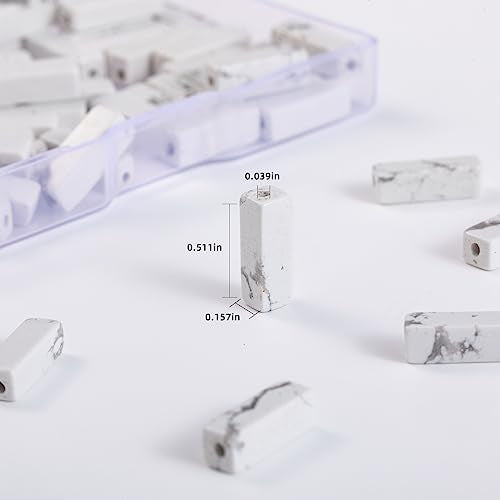 Natural White Turquoise Rectangle Tube Beads 4x13mm 38cm (28 Count)