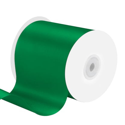 4" x 25 Yards Green Satin Ribbon Crafts Gift Wrapping