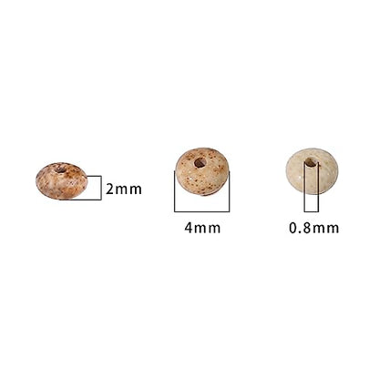 Natural Brown Picture Disk Stone Beads 4x2mm 160pcs Rondelle Loose Semi Gemstone Beads for Jewelry Making Design (160 Count)