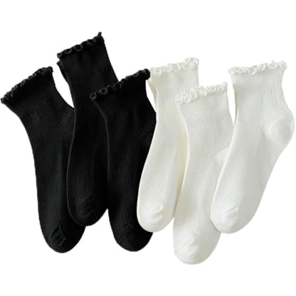 6 Pairs of Ruffle Socks Women (12 count)