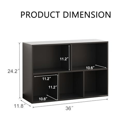 Wooden 5 Cube Storage Organizer with Closed Back Panel