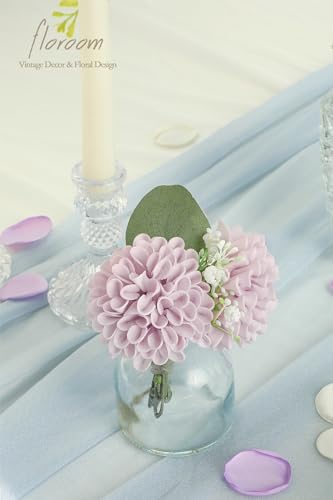 Artificial Dahlia Flowers 25pcs Real Looking Pale Lavender Foam Fake Roses with Stems for DIY Wedding Bouquets Lilac Bridal Shower Centerpieces Floral Arrangements Party Tables Home Decoration (25 Count)