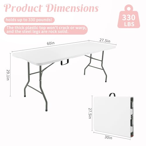 5 Feet Portable Folding Table White