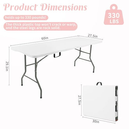 5 Feet Portable Folding Table White