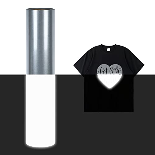 RENLITONG Reflective HTV Iron on Vinyl 12Inch by 10ft Roll Heat Transfer Vinyl for T (10 Foot)