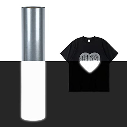 RENLITONG Reflective HTV Iron on Vinyl 12Inch by 10ft Roll Heat Transfer Vinyl for T (10 Foot)